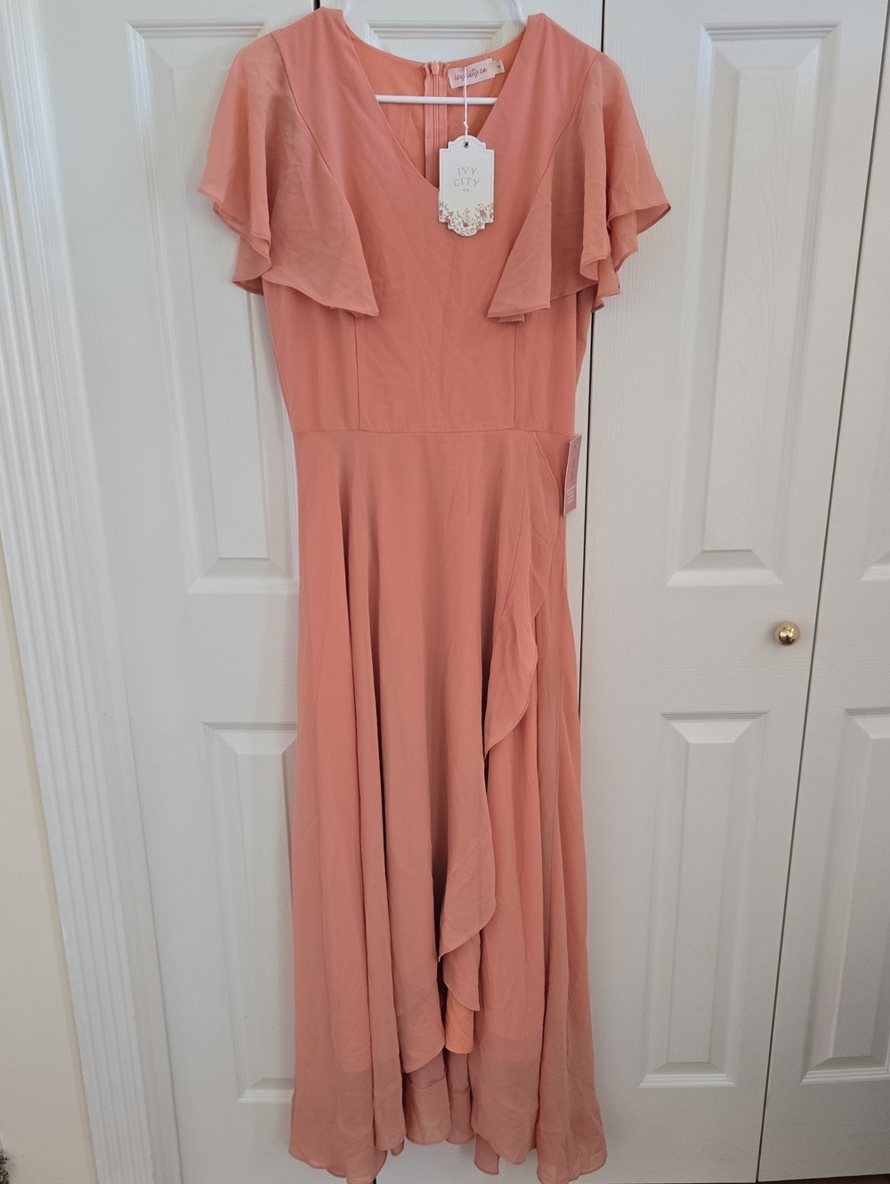 Ivy City Co Callie Dress In Apricot Crush Chiffon